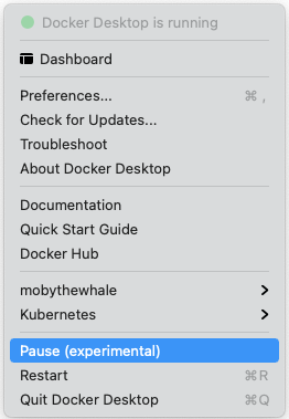 Docker context menu